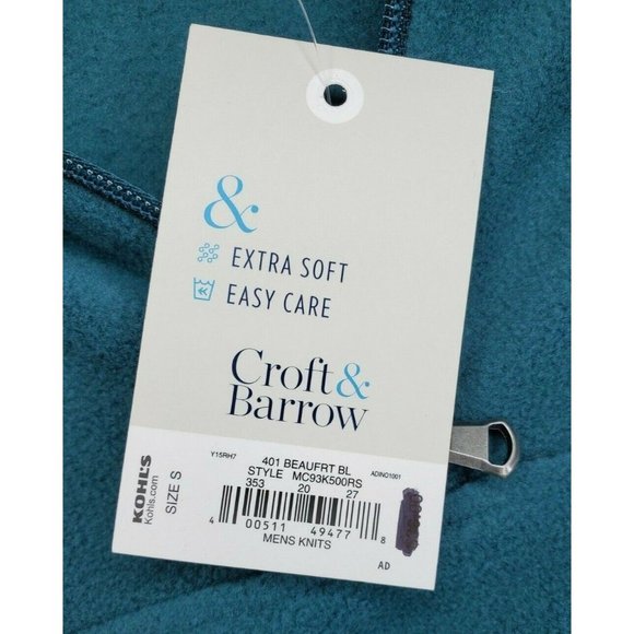 Croft & Barrow Small Green Extra Soft Artic Fleece 1/4 Zip Sweater With 2 Pocket - Picture 8 of 11